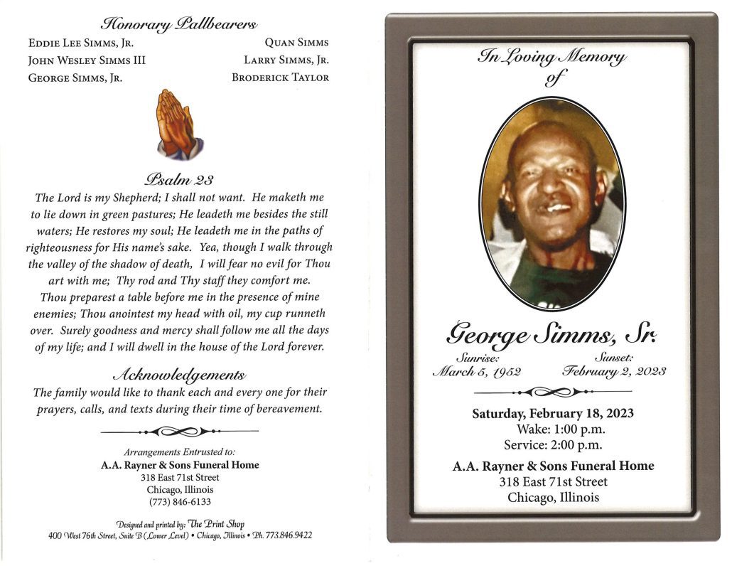 George Simms Sr Obituary