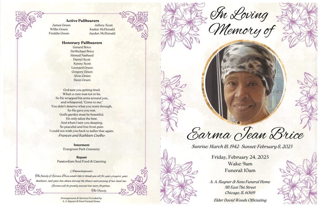 Earma J Brice Obituary