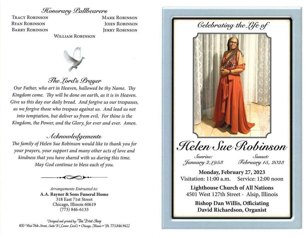 Helen S Robinson Obituary