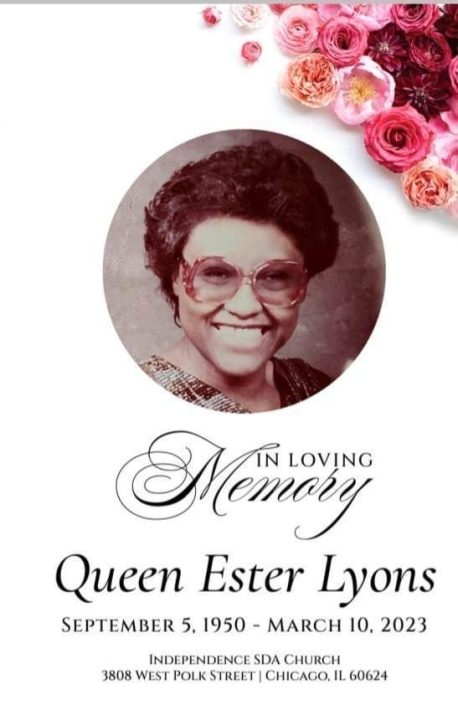 Queen Ester Lyons Obituary | AA Rayner And Sons Funeral Homes