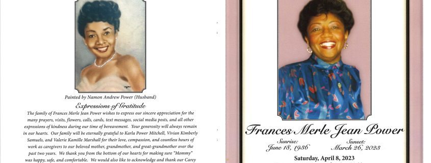 Frances M J Power Obituary