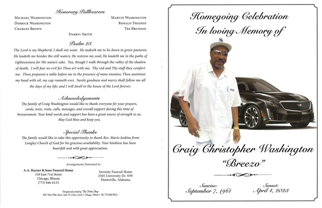 Craig C Washington Obituary