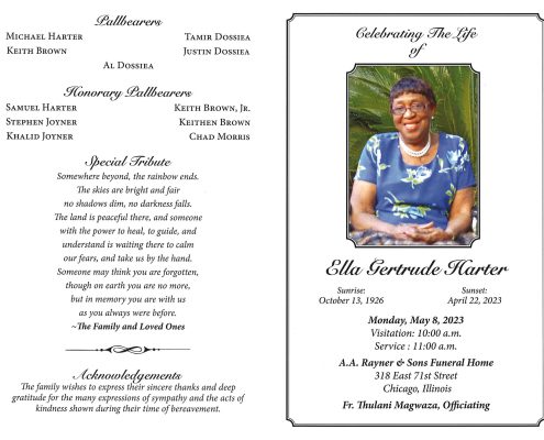 Ella G Harter Obituary