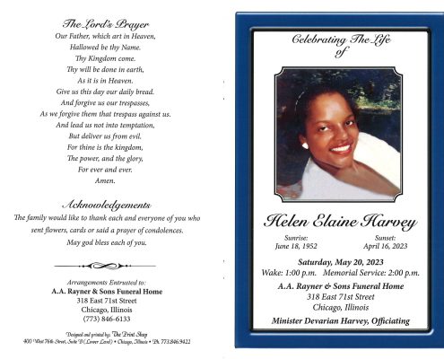 Helen E Harvey Obituary