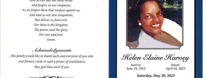 Helen E Harvey Obituary