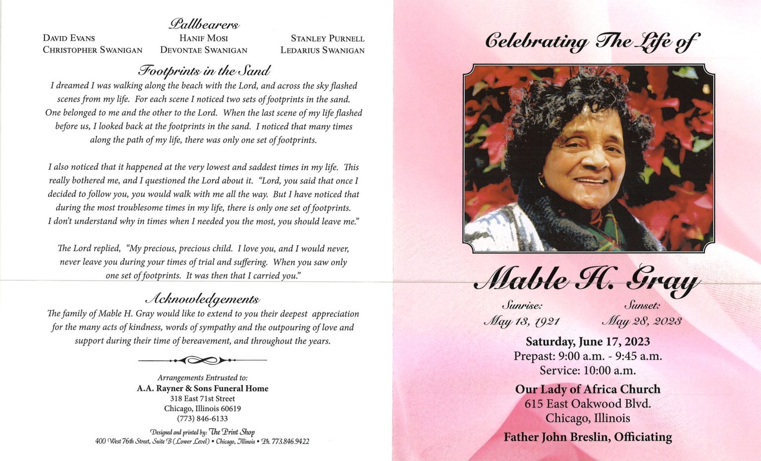 Mable H Gray Obituary | AA Rayner and Sons Funeral Homes