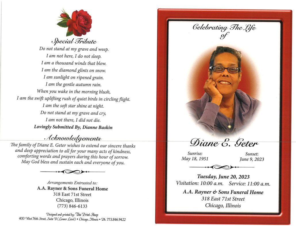 Diane E Geter Obituary