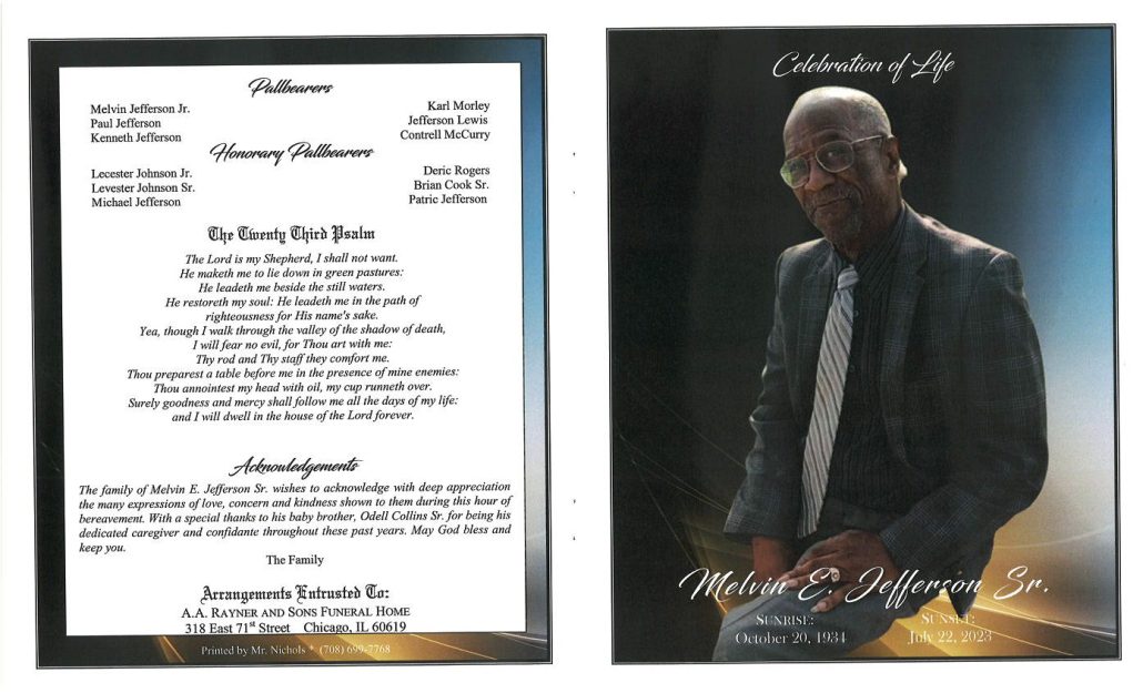 Melvin E Jefferson Sr Obituary
