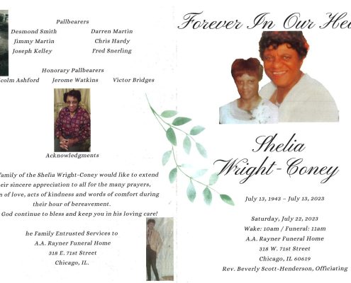 Shelia Wright Coney Obituary