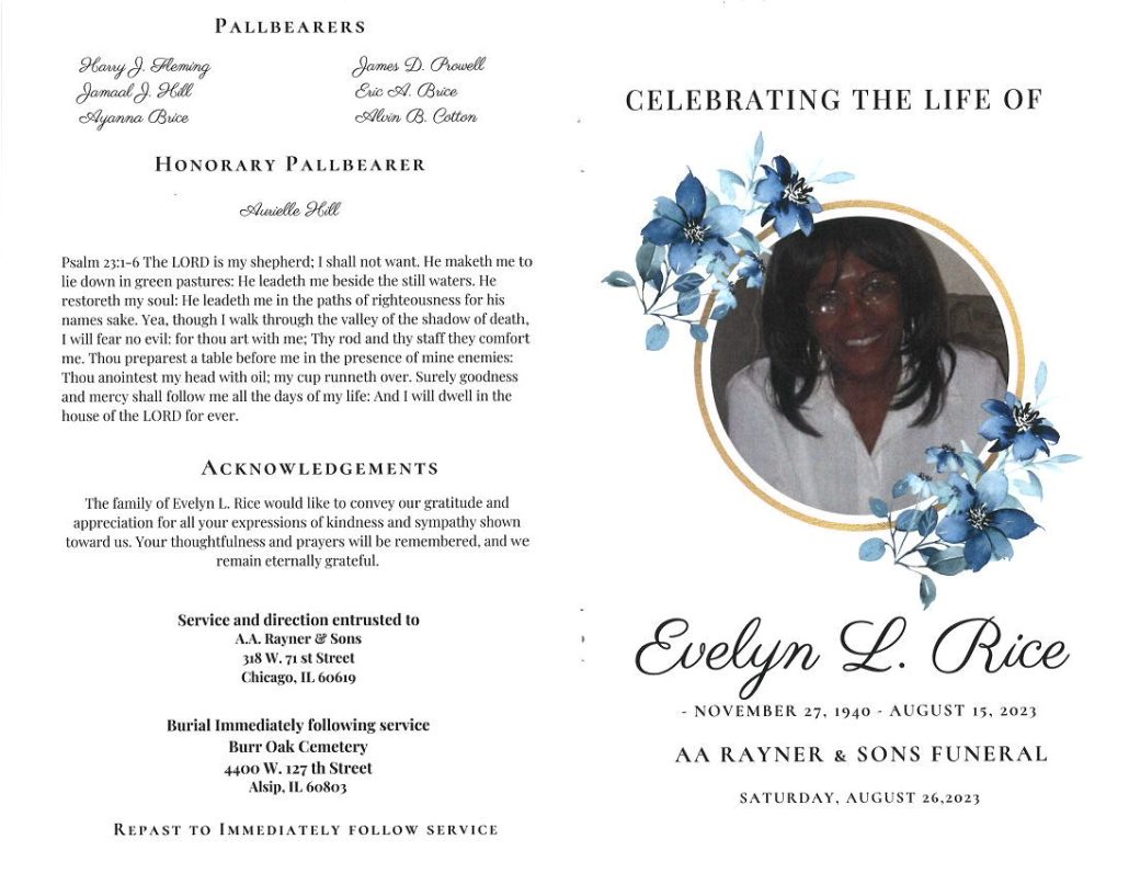 Evelyn L Rice Obituary