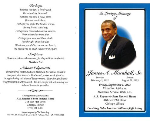 James A Marshall Sr Obituary