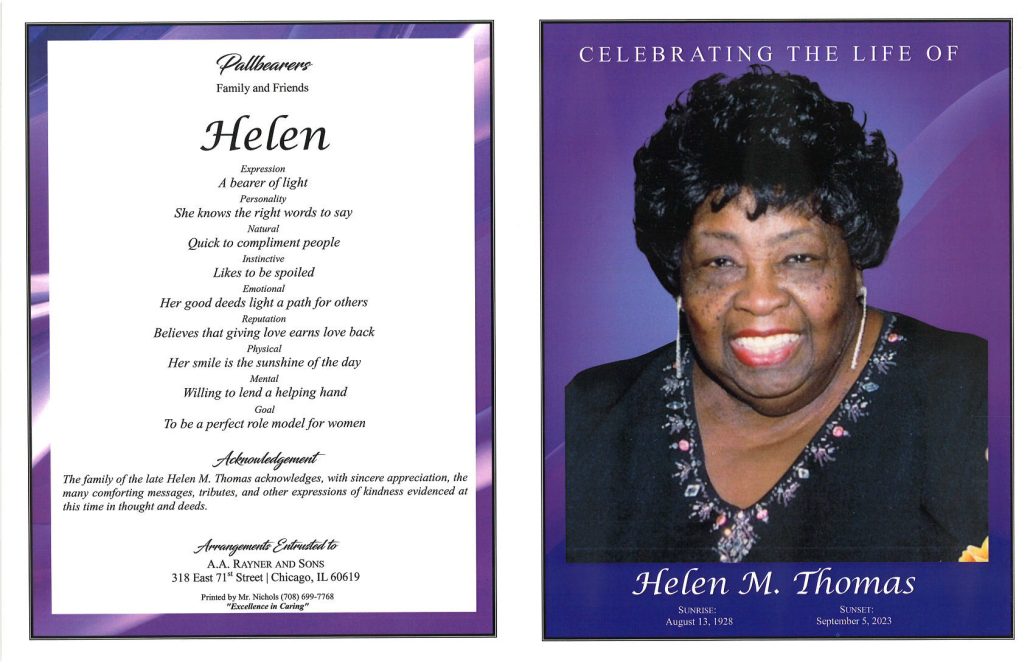 Helen M Thomas Obituary