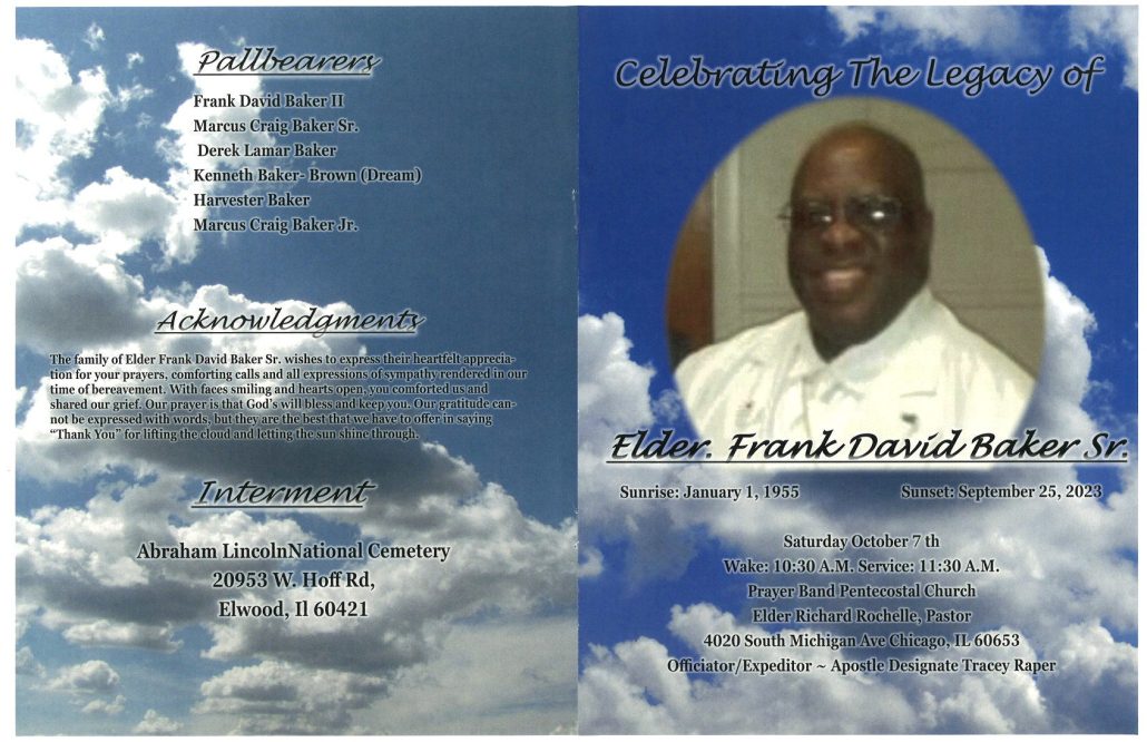 Frank D Baker Sr Obituary