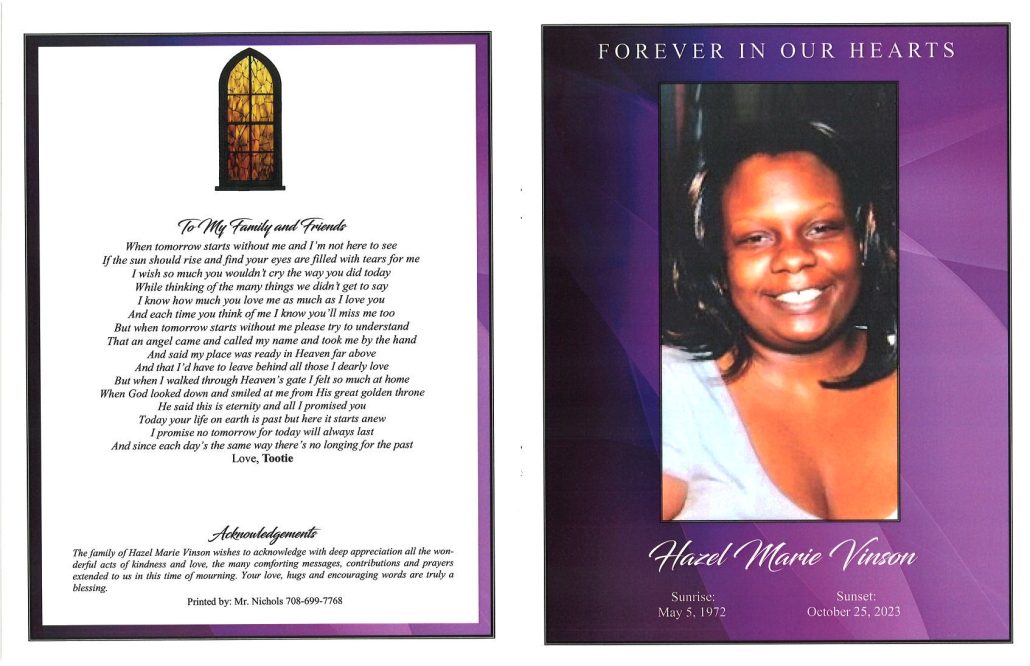 Hazel M Vinson Obituary