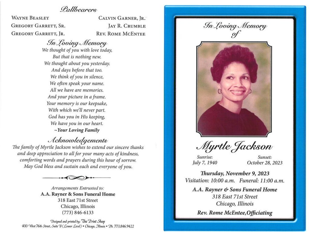 Myrtle Jackson Obituary