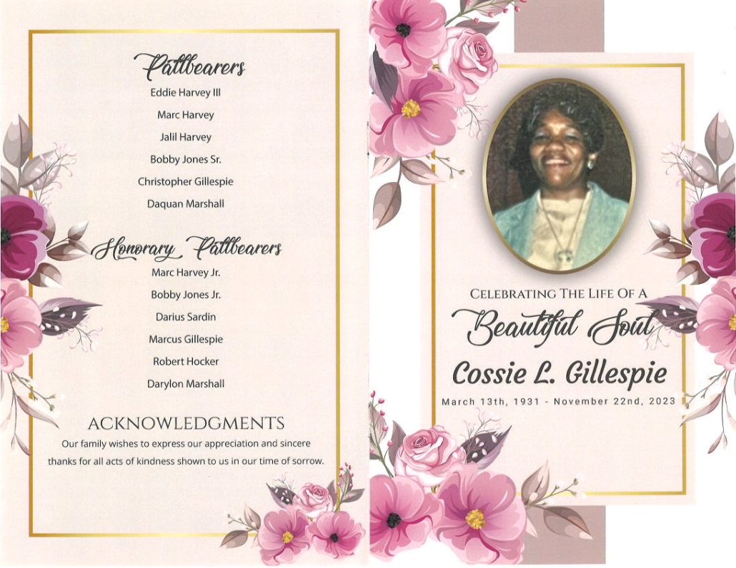 Cossie L Gillespie Obituary