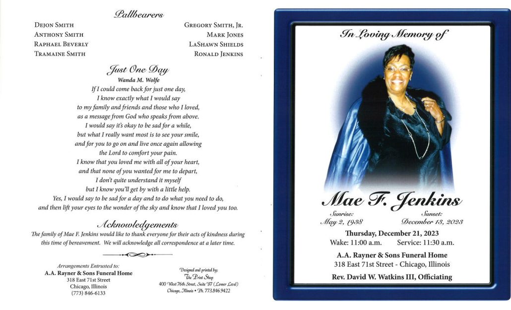 Mae F Jenkins Obituary