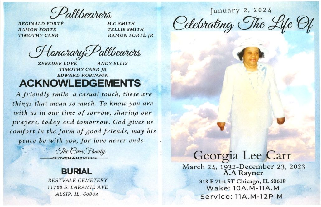 Georgia L Carr Obituary