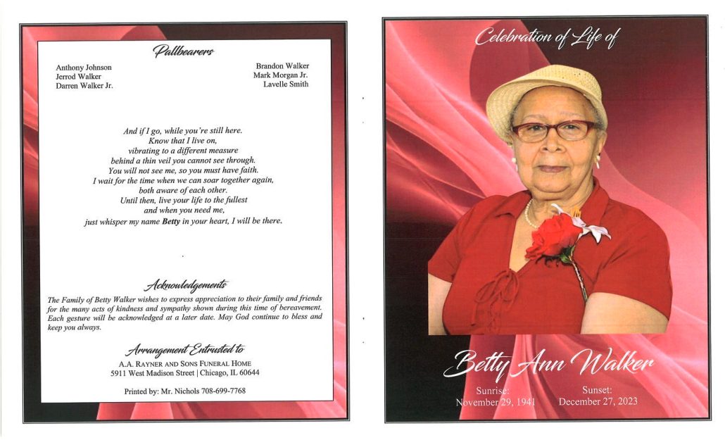 Betty A Walker Obituary