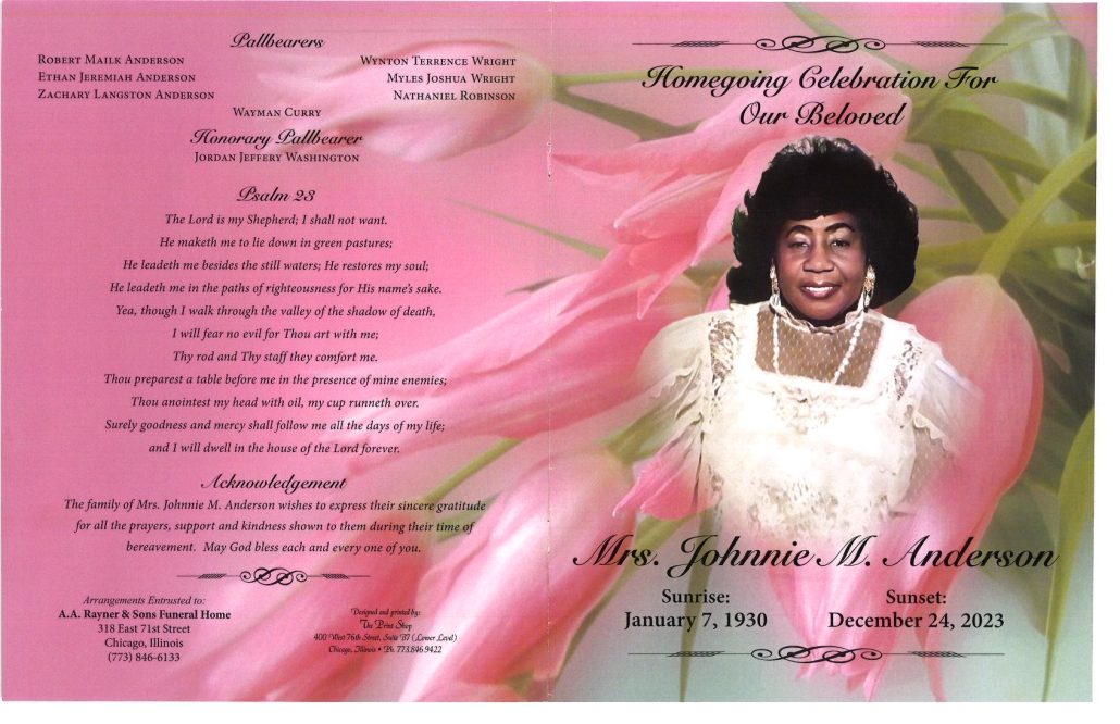 Johnnie M Anderson Obituary