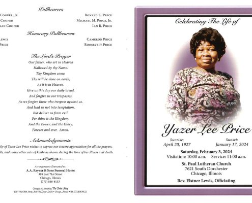 Yazer L Price Obituary