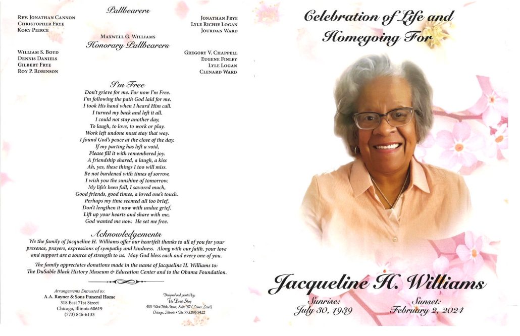 Jacqueline H Williams Obituary