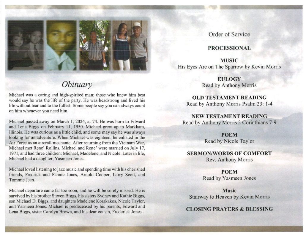 Michael E Biggs Obituary AA Rayner and Sons Funeral Homes