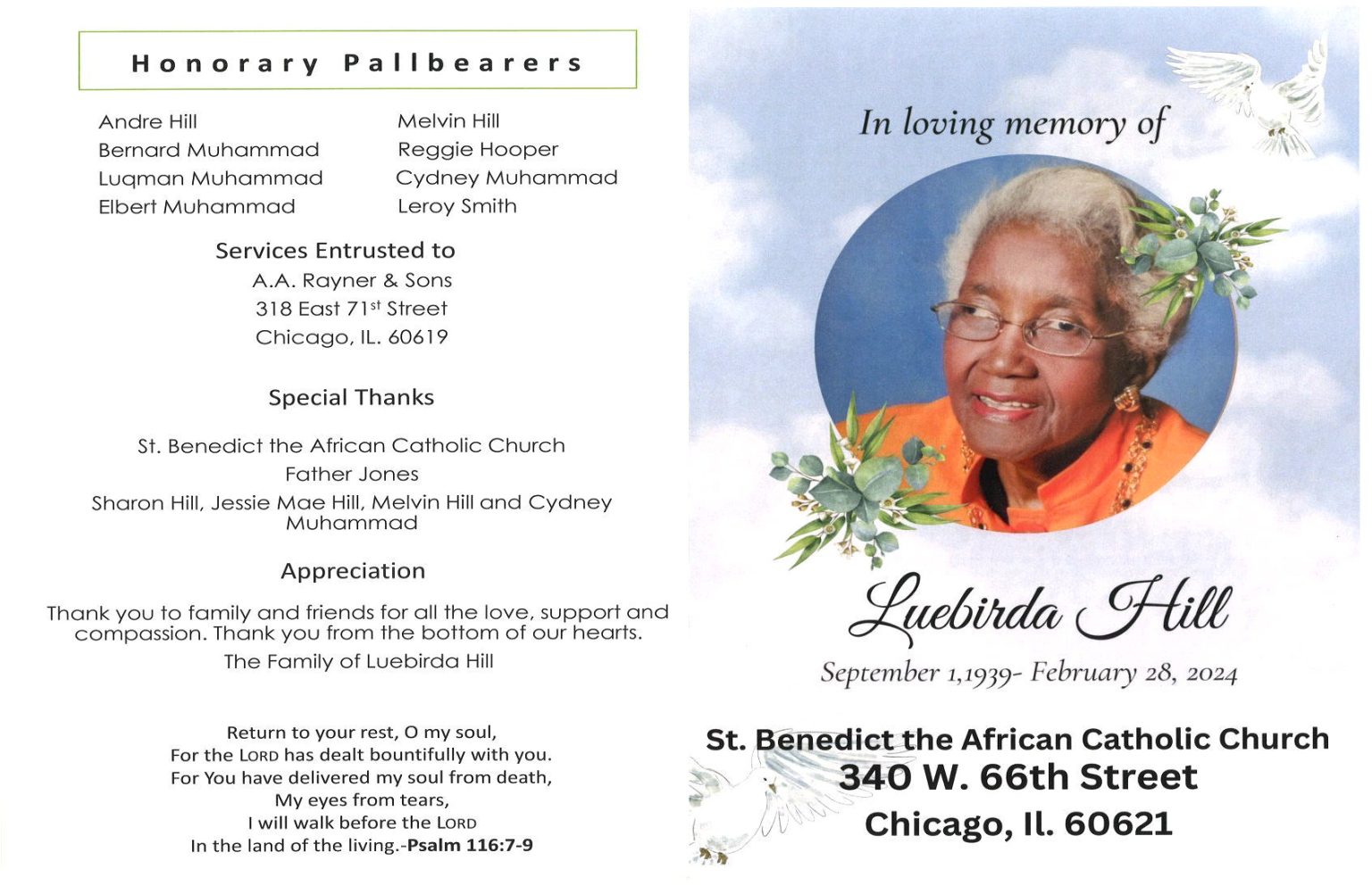 Luebirda Hill Obituary | AA Rayner and Sons Funeral Homes