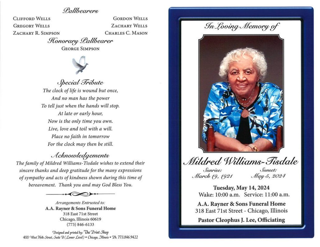 Mildred Williams Tisdale Obituary