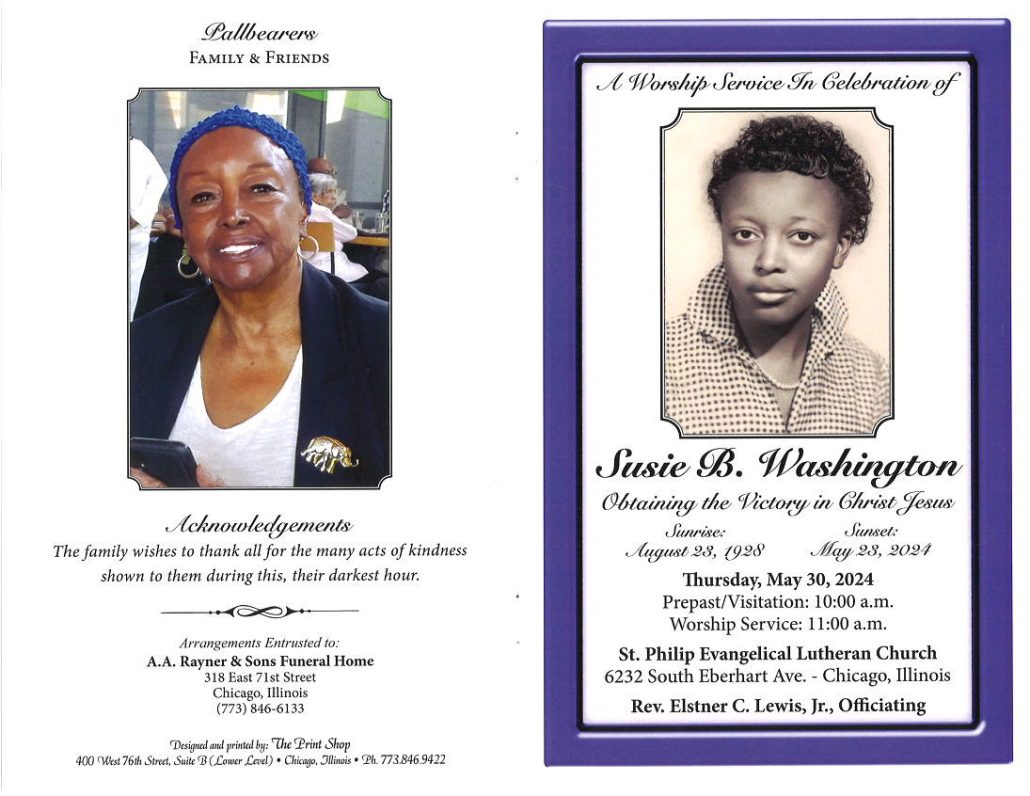 Susie B Washington Obituary