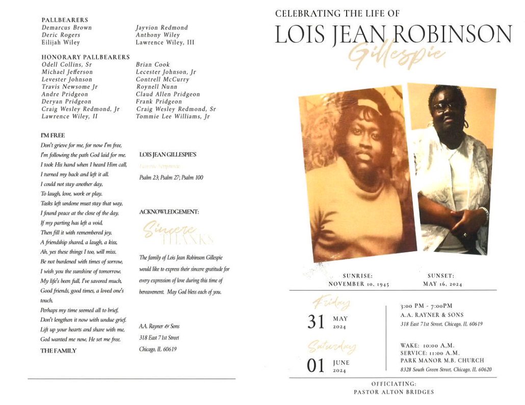 Lois J Robinson Obituary