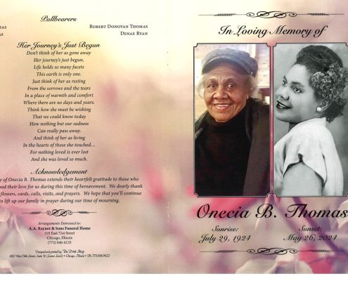 Onecia B Thomas Obituary