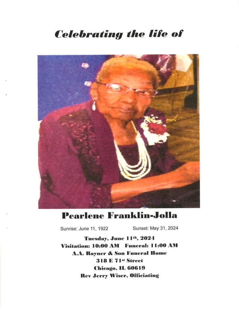 Pearlene Franklin Jolla Obituary