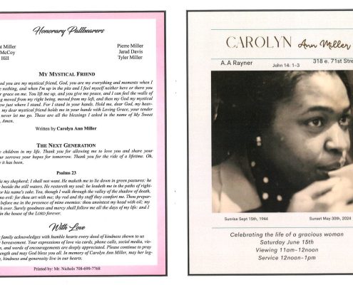 Carolyn A Miller Obituary