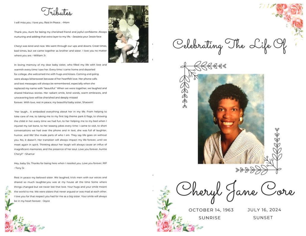 Cheryl J Core Obituary