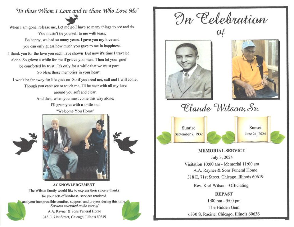 Claude Wilson Sr Obituary