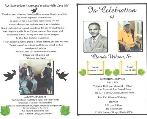 Claude Wilson Sr Obituary