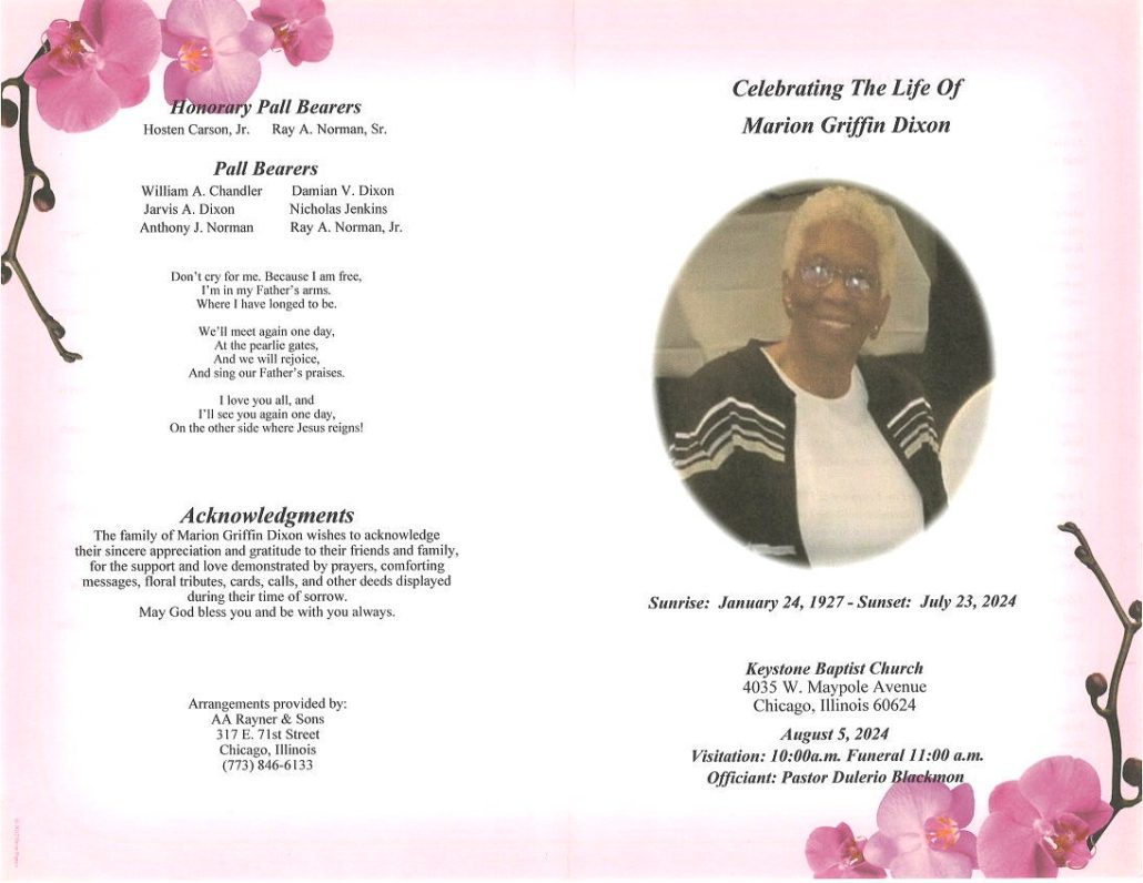 Marion G Dixon Obituary