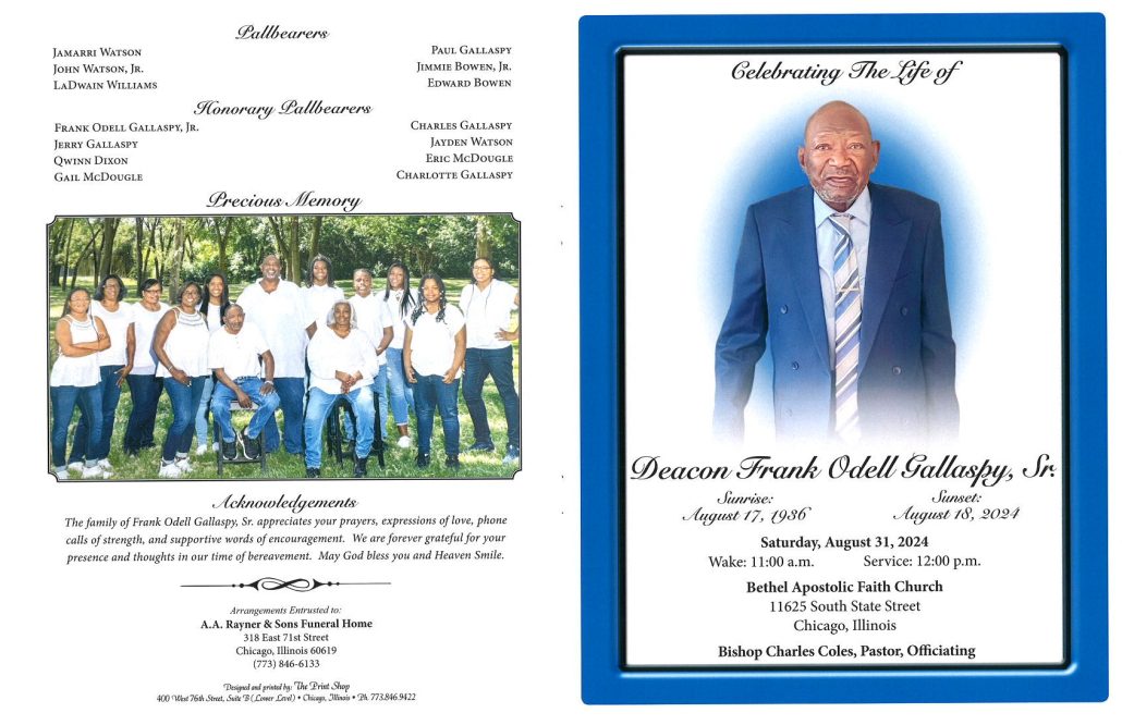 Deacon Frank O Gallaspy Sr Obituary