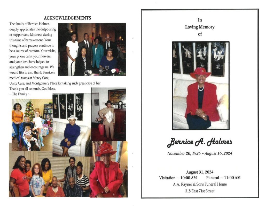 Bernice A Holmes Obituary