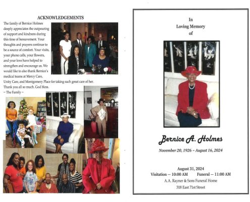 Bernice A Holmes Obituary