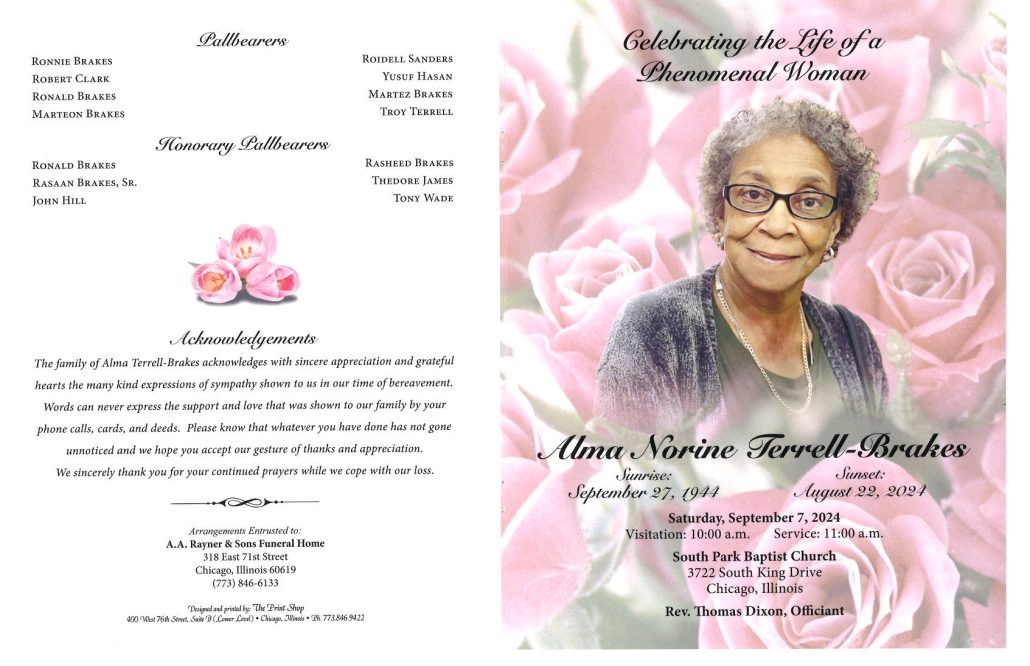 Alma N Terrell Brakes Obituary