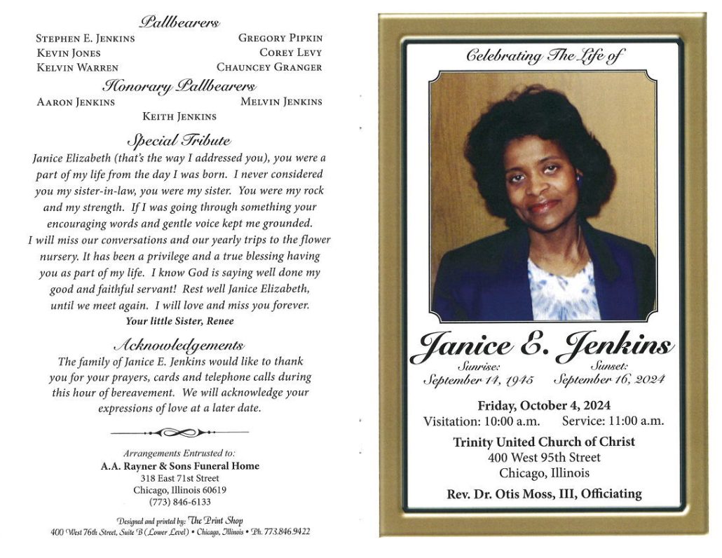 Janice E Jenkins Obituary