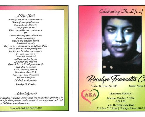 Rosalyn F Clarke Obituary