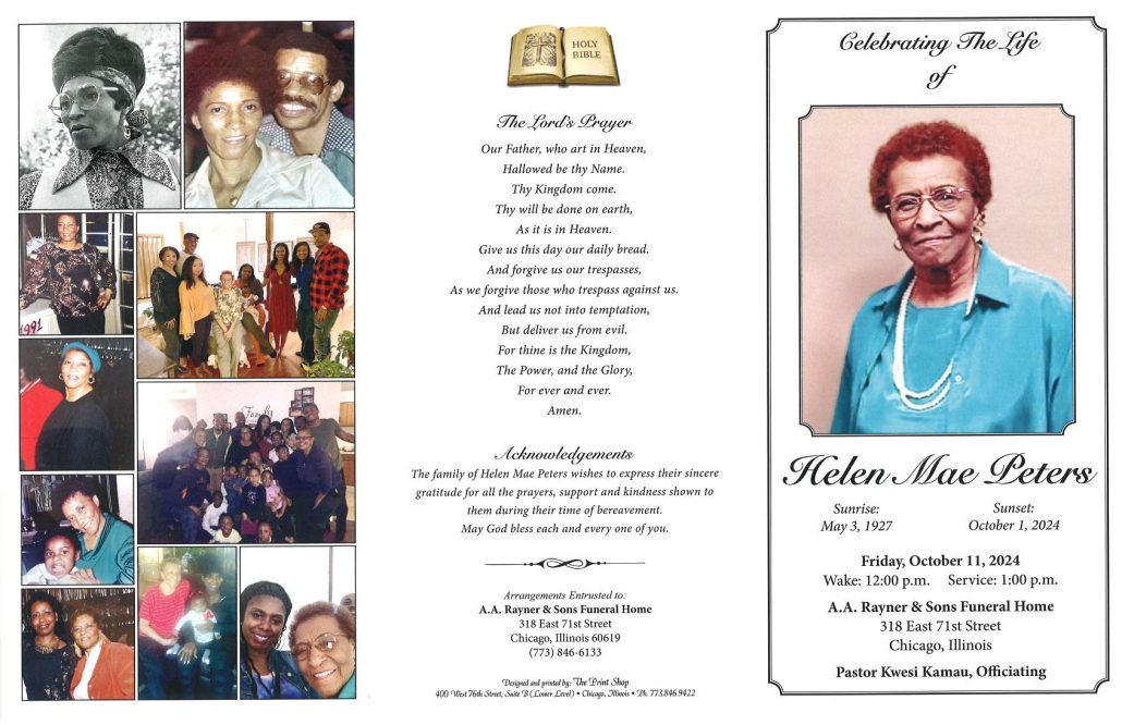 Helen M Peters Obituary