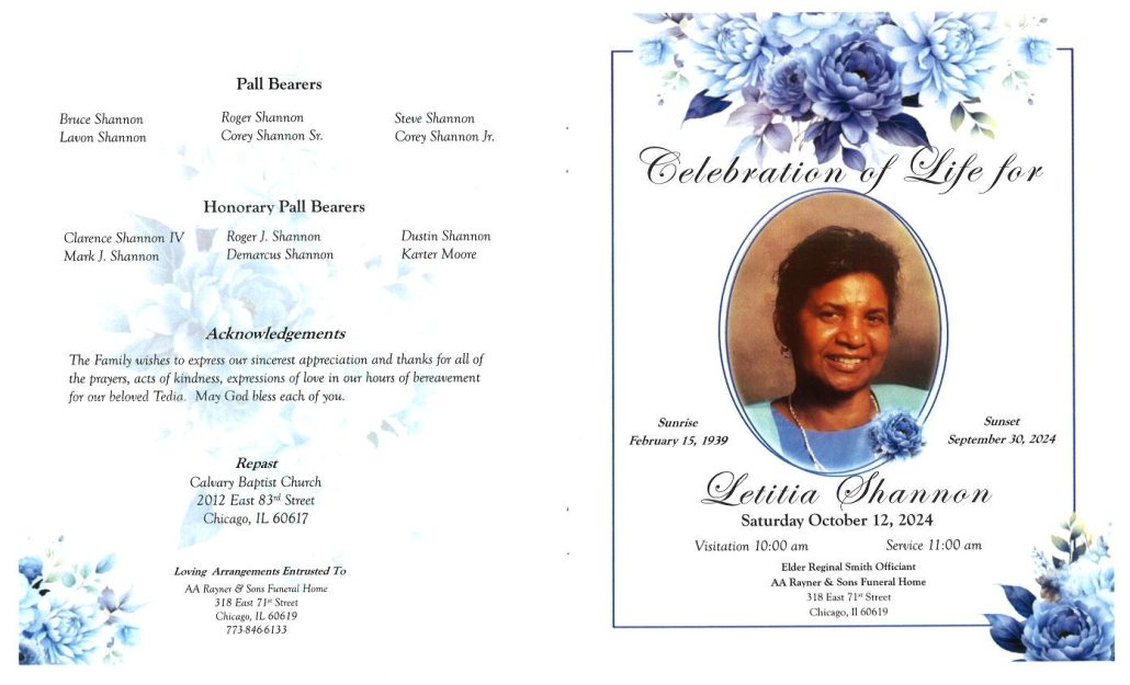 Letitia Shannon Obituary