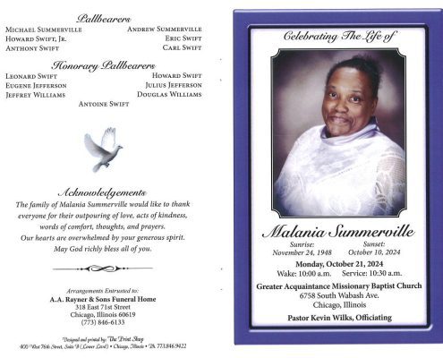 Malania Summerville Obituary