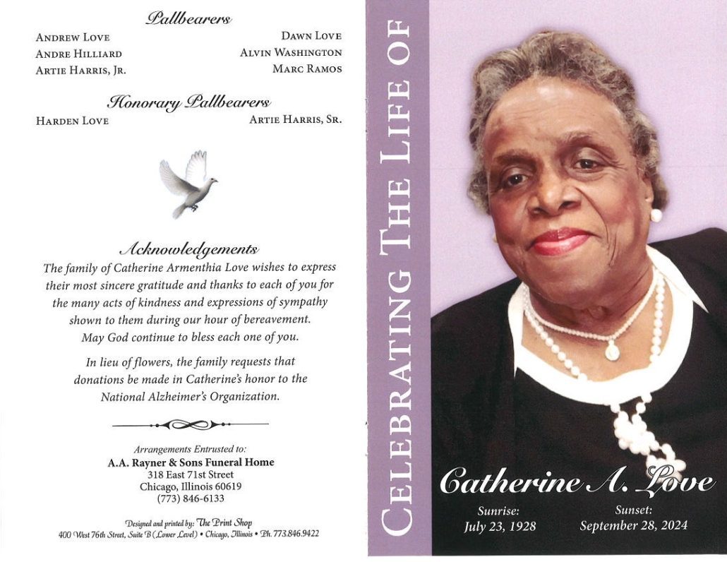 Catherine A Love Obituary