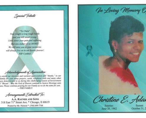 Christine E Adams Obituary