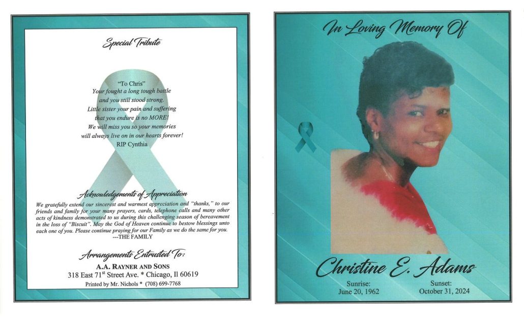 Christine E Adams Obituary